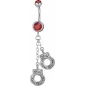 Piercing nombril Swarovski menottes rouge