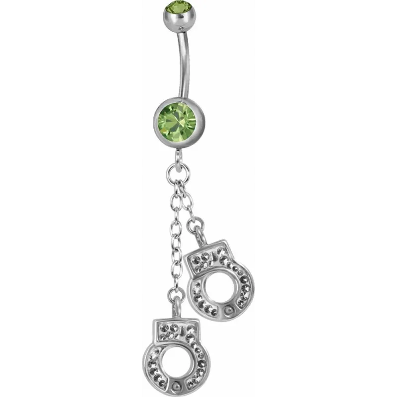 Piercing nombril Swarovski menottes vert