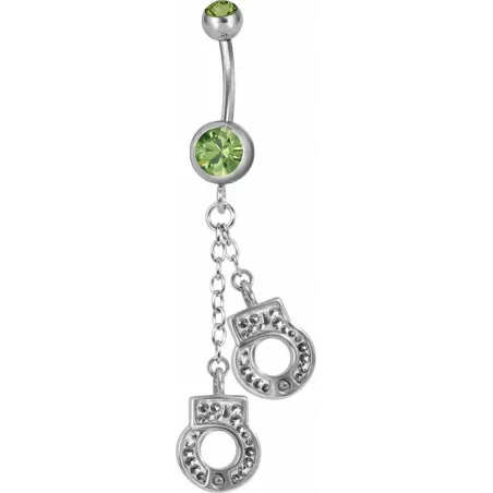 Piercing nombril Swarovski menottes vert