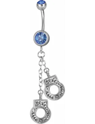 Piercing nombril Swarovski menottes bleu