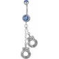 Piercing nombril Swarovski menottes bleu