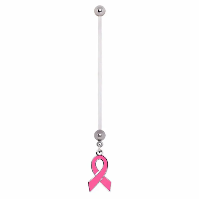 Piercing nombril de grossesse ruban rose