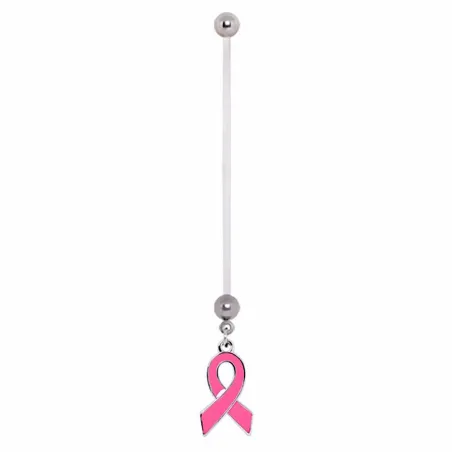 Piercing nombril de grossesse ruban rose