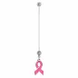 Piercing nombril de grossesse ruban rose