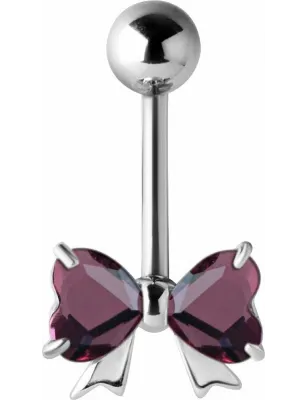 Piercing nombril noeud Crystal Swarovski Violet