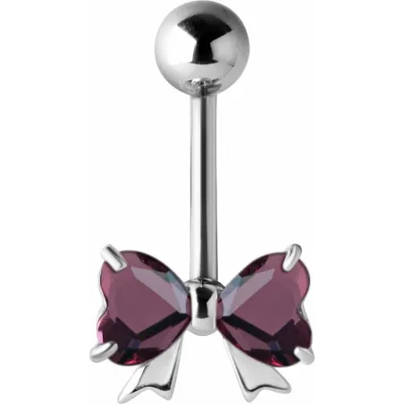 Piercing nombril noeud Crystal Swarovski Violet