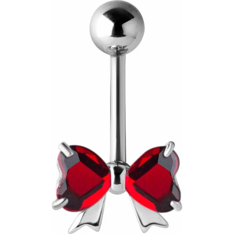 Piercing nombril noeud Crystal Swarovski Rouge