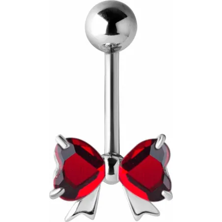 Piercing nombril noeud Crystal Swarovski Rouge