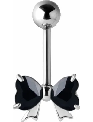 Piercing nombril noeud Crystal Swarovski Noir