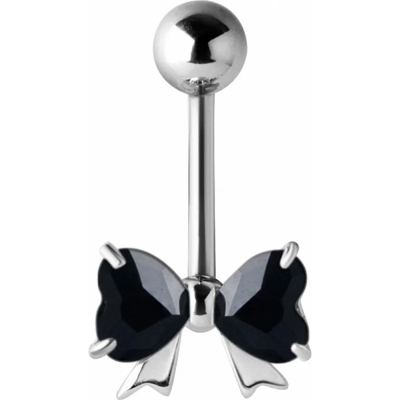 Piercing nombril noeud Crystal Swarovski Noir