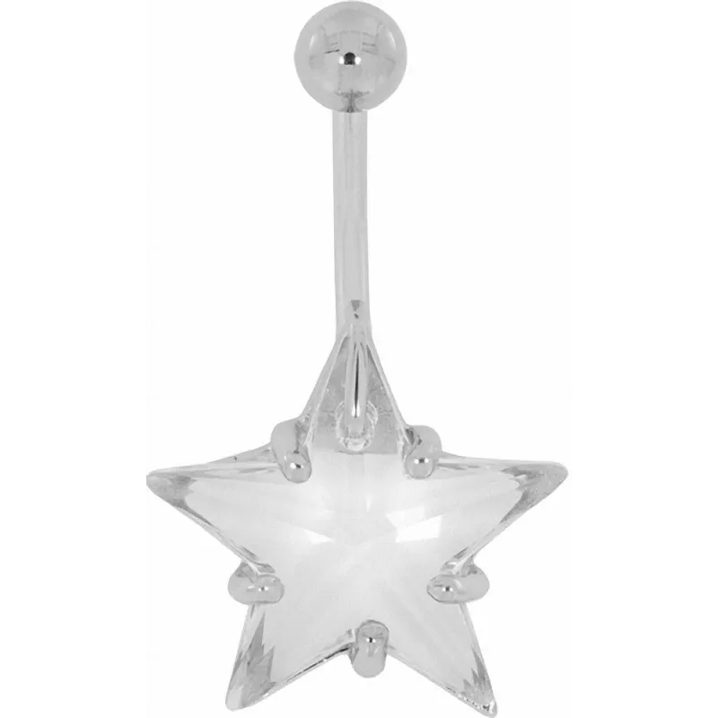 Piercing nombril étoile Crystal Swarovski Blanc