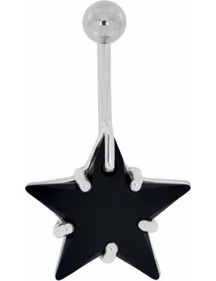 Piercing nombril étoile Crystal Swarovski Noir