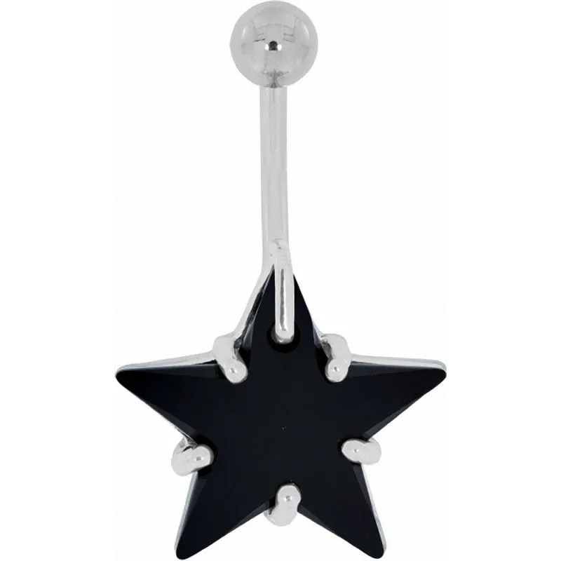 Piercing nombril étoile Crystal Swarovski Noir