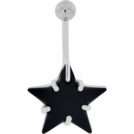 Piercing nombril étoile Crystal Swarovski Noir