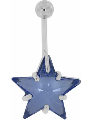 Piercing nombril étoile Crystal Swarovski Bleu clair