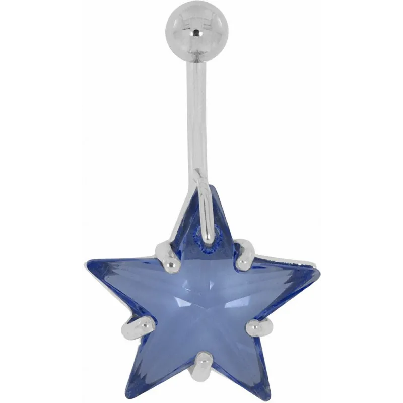 Piercing nombril étoile Crystal Swarovski Bleu clair