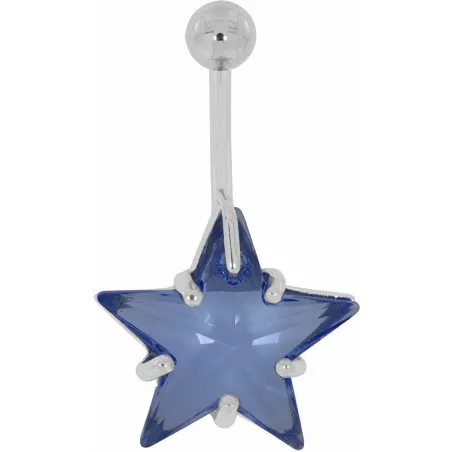 Piercing nombril étoile Crystal Swarovski Bleu clair