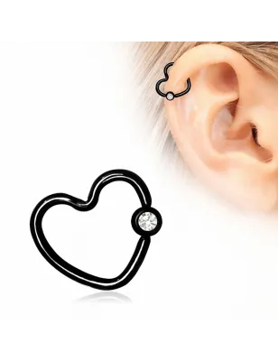 Piercing cartilage hélix coeur noir