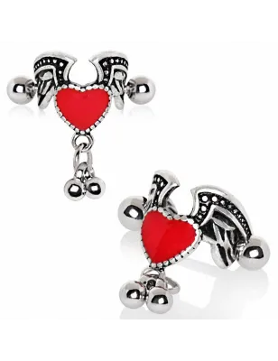 Piercing cartilage hélix manchette coeur ailé