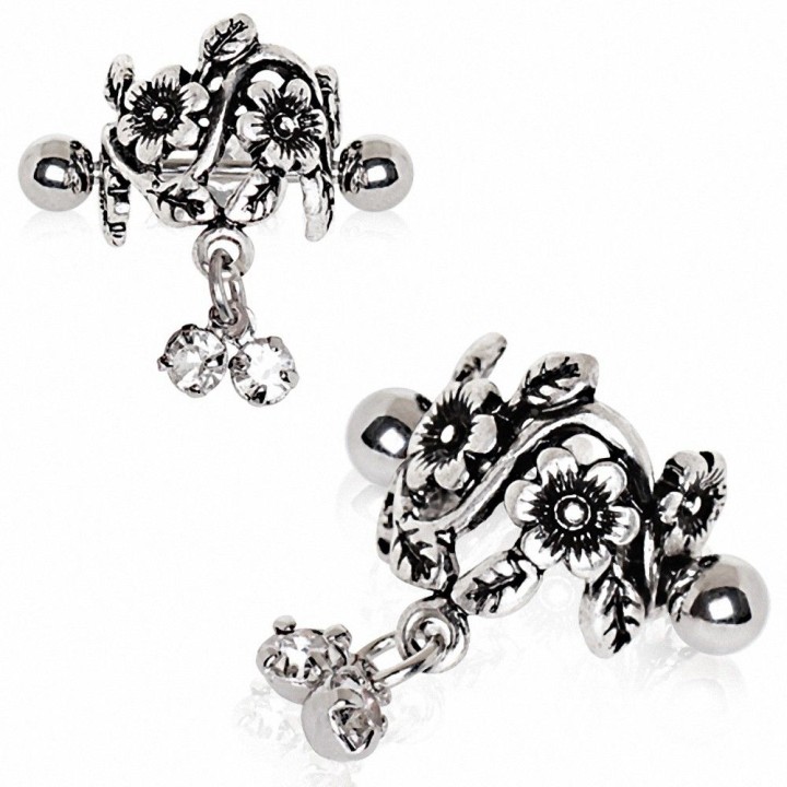 Piercing cartilage hélix manchette floral