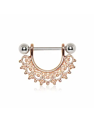 Piercing téton plaqué or rose filigrane