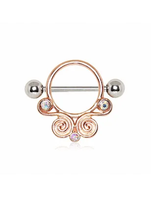 Piercing téton plaqué or rose renaissance