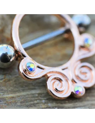 Piercing téton plaqué or rose renaissance