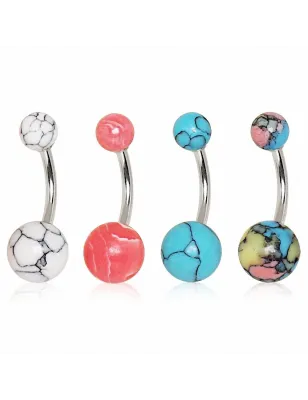 Piercing nombril sirène nacre abalone