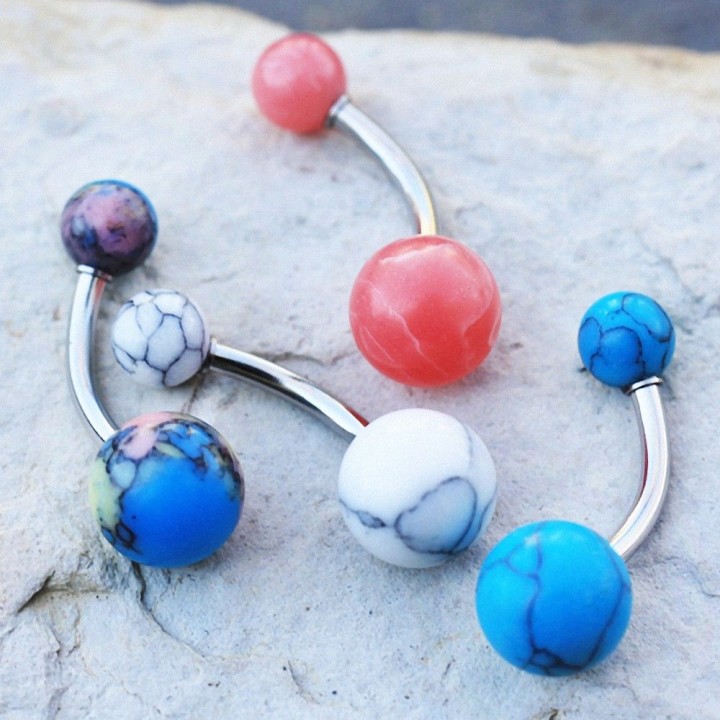 Piercing nombril sirène nacre abalone