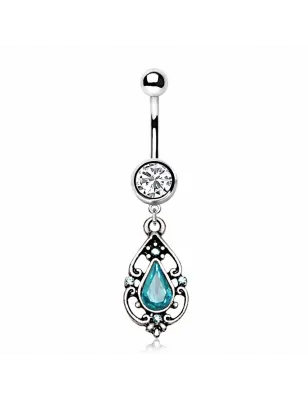 Piercing nombril pendentif antique turquoise