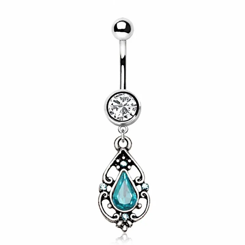 Piercing nombril pendentif antique turquoise