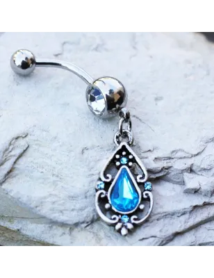 Piercing nombril pendentif antique turquoise