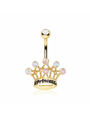 Piercing nombril plaqué or couronne de princesse