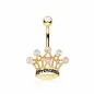 Piercing nombril plaqué or couronne de princesse
