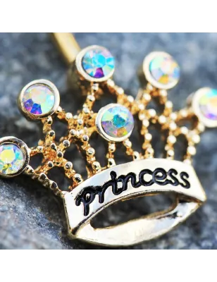 Piercing nombril plaqué or couronne de princesse