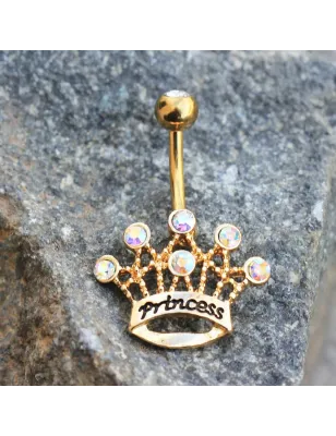 Piercing nombril plaqué or couronne de princesse