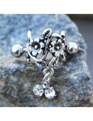 Piercing cartilage hélix manchette floral