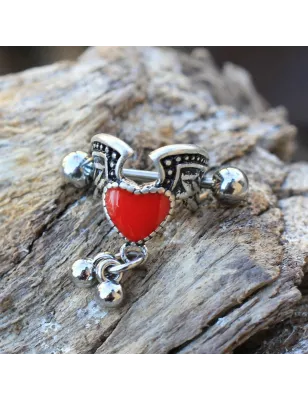 Piercing cartilage hélix manchette coeur ailé