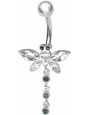 Piercing nombril Libellule Crystal Swarovski Blanc