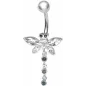Piercing nombril Libellule Crystal Swarovski Blanc