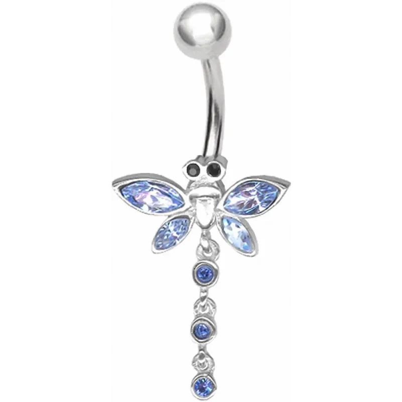 Piercing nombril Libellule Crystal Swarovski Tanzanite