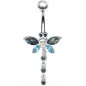 Piercing nombril Libellule Crystal Swarovski Bleu