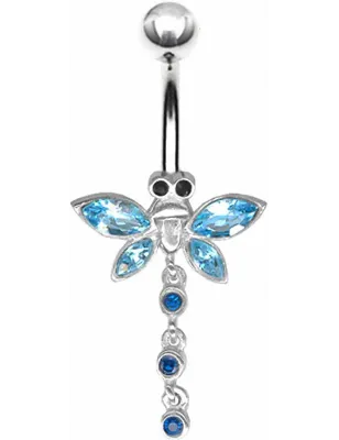 Piercing nombril Libellule Crystal Swarovski Turquoise