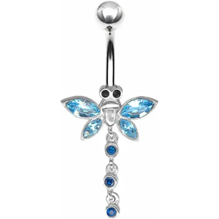 Piercing nombril Libellule Crystal Swarovski Turquoise