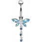 Piercing nombril Libellule Crystal Swarovski Turquoise