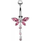 Piercing nombril Libellule Crystal Swarovski Rose