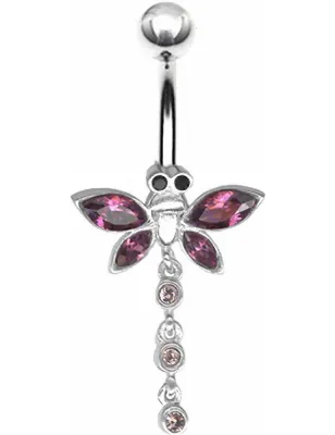 Piercing nombril Libellule Crystal Swarovski Violet