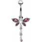 Piercing nombril Libellule Crystal Swarovski Violet