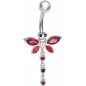 Piercing nombril Libellule Crystal Swarovski Rouge