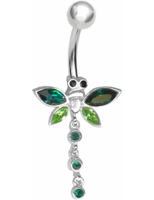 Piercing nombril Libellule Crystal Swarovski Vert